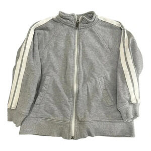 Hanna Andersson Grey and White Stripe Zip up Jacket // Child’s size 6/7